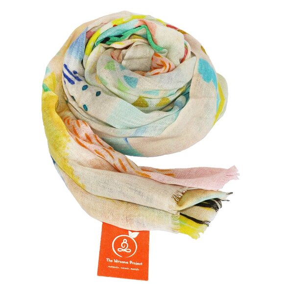 Block Print Plain Woolen Scarf - Picture 3 of 4